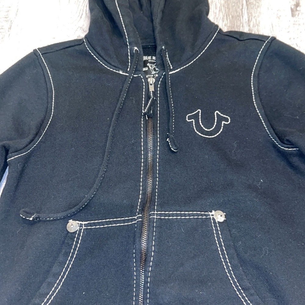True Religion Black Sweatshirt with White Graphic